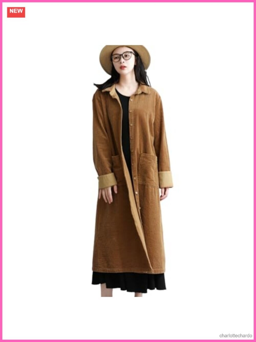 Lightweight Corduroy Cropped Trench Coat Long Sleeve Button Loose Fit Jacket